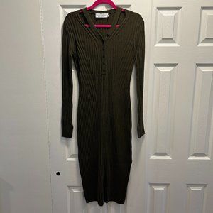 Proenza Schouler Green Knit Wool Dress Sz M